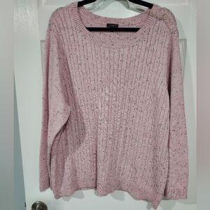 Talbots Woman Pink Cableknit Crewneck Sweater in Size 3X